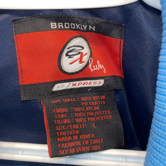 BROOKLYN varsity puffer baseball jacket blue like new size large stylish oversiz - Picture 7 of 12